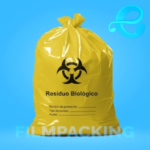 Bolsas de Basura Amarilla 50x70x70 Impreso Residuos Biologicos